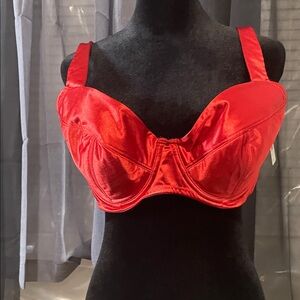 Frederick's of Hollywood Vibrant Red Satin Bra